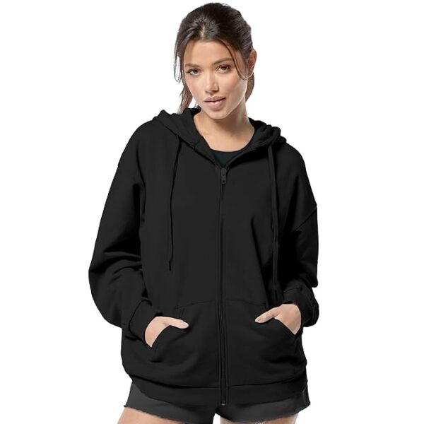 Women's Cute Hoodies Casual Drawstring  Hoodie with Pocket-Black