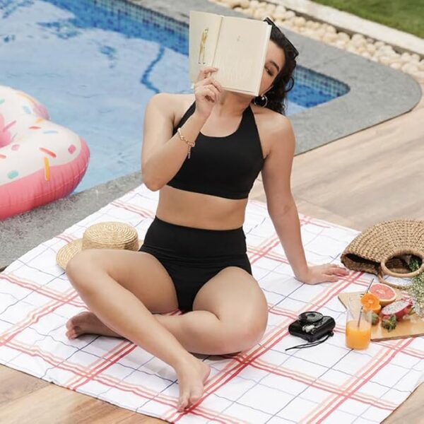 Women  Swim Top  Inbuilt Cups That | Trendy Cross-Back | Adjustable Straps--Black
