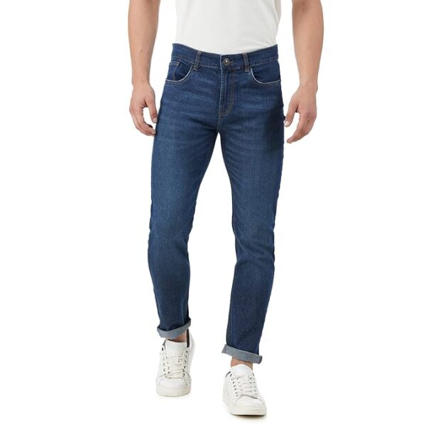 Men's Regular Fit Jeans - Mid-Rise | Cotton Blend | Stretchable Fabric