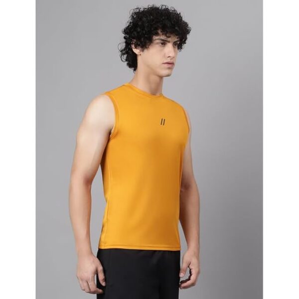 Yellow  Men's Slim Fit Polyester Sleeveless T Shirt