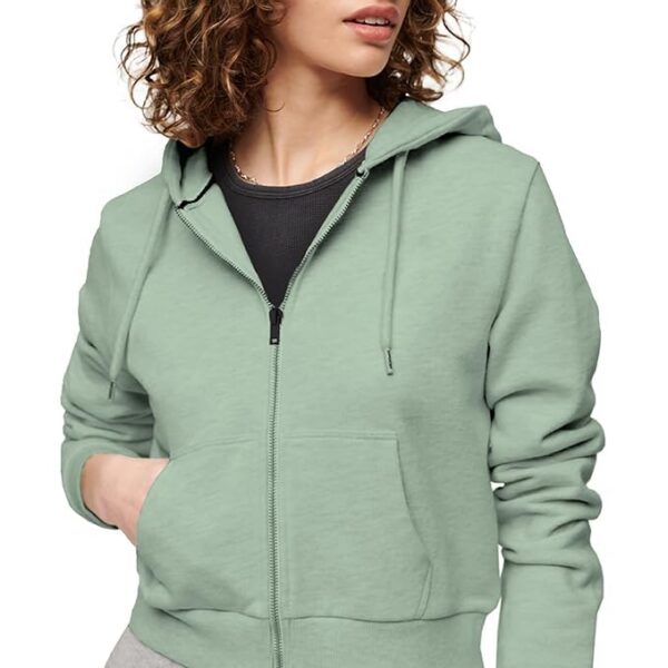 Girls and Womens Sweatshirt Soft Fleece Crop Zipper Hoodie PISTA