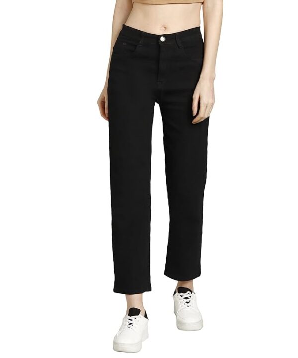 Women's Denim Straight Fit Boyfriend Jeans Black