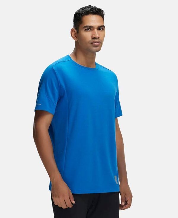 Men's Super Combed Cotton Blend Solid Round Neck Half Sleeve Active Wear T-Shirt Blue