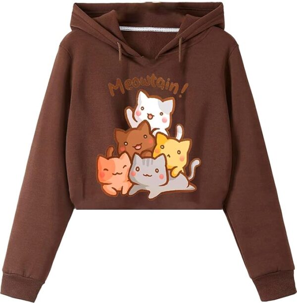 Hoodie cat Women Sweatshirt Causal Stylish Latest-Brown