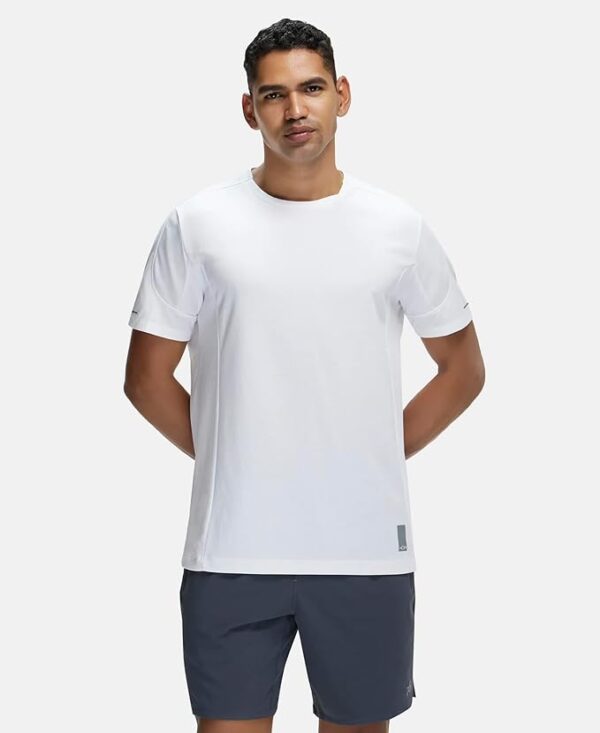Men's Super Combed Cotton Blend Solid Round Neck Half Sleeve Active Wear T-Shirt White