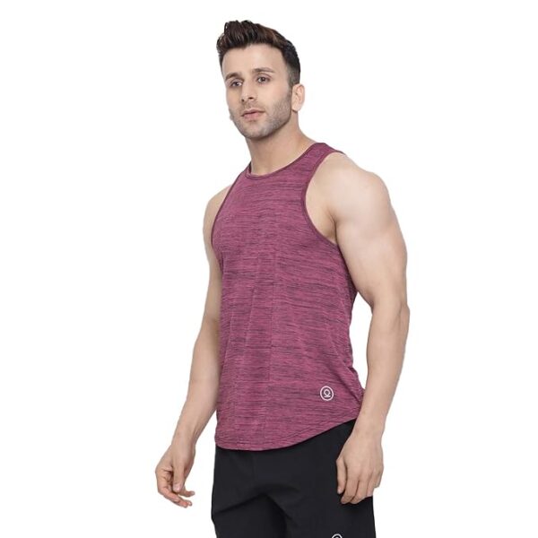 Pink Men Solid Gym Tank Tops Sleeveless Sport Regular Fit Vest