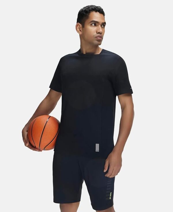 Men's Super Combed Cotton Blend Solid Round Neck Half Sleeve Active Wear T-Shirt Black