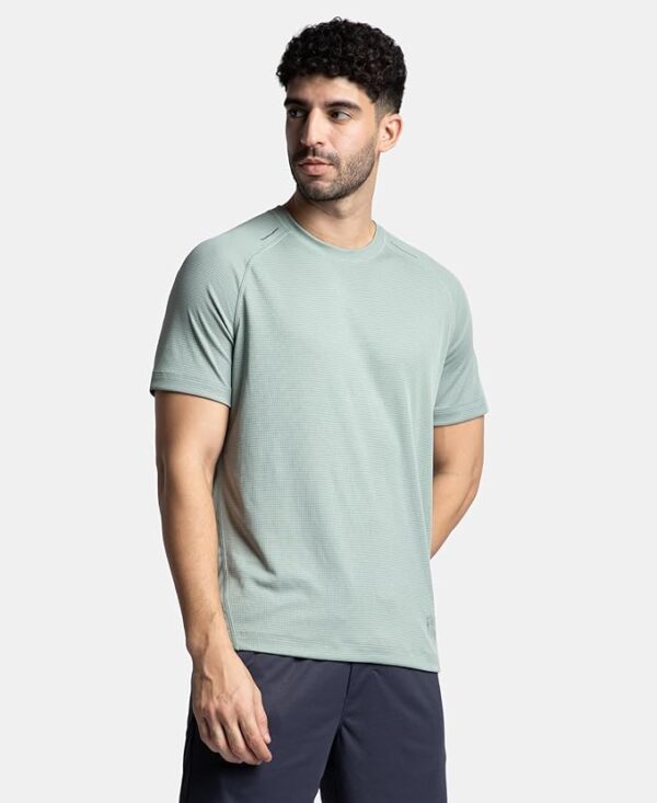 Men's Lightweight Microfiber Solid Round Neck Half Sleeve Active Wear T-Shirt Iceberg Green