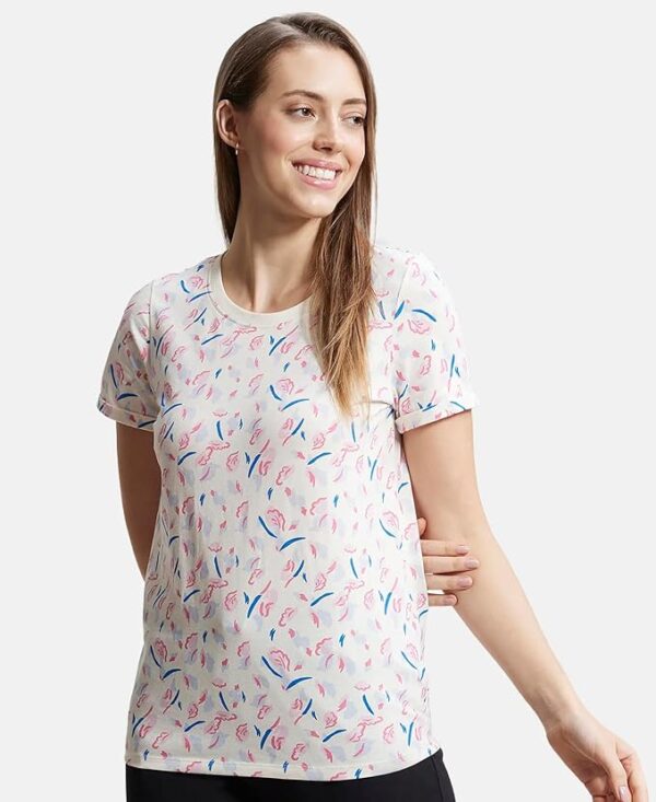White Women's Printed Short Sleeves Top