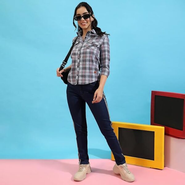 Grey Quality Stretchable Fabric | Women's Shirt for Casual Wear | Spread Collar