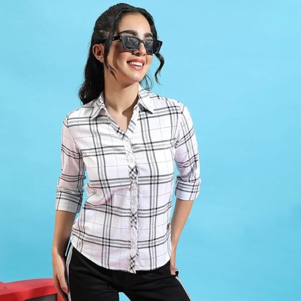 Quality Stretchable Fabric | Women's Shirt for Casual Wear | Spread Collar  White